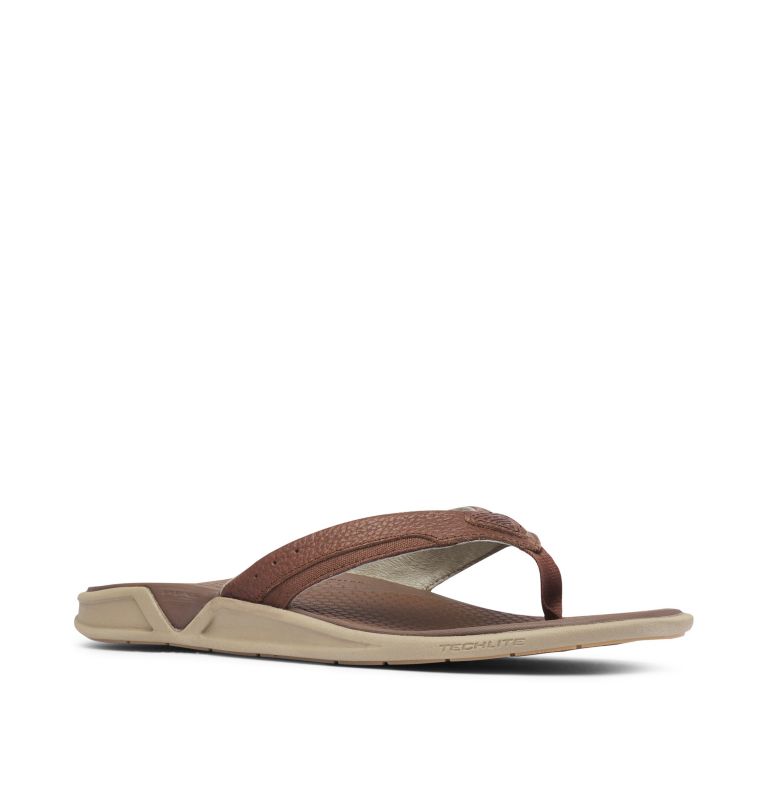 Columbia PFG Rostra™ II Leather Men's Flip Flops Khaki | JHX2625TH